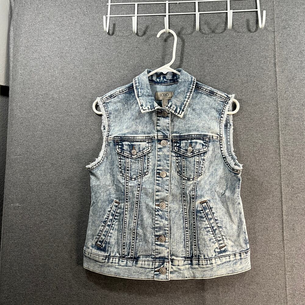 LOGO by Lori Goldstein Denim Vest Light Wash Size Reg 0